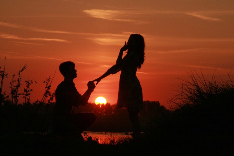 romantic sunset photography of love couple