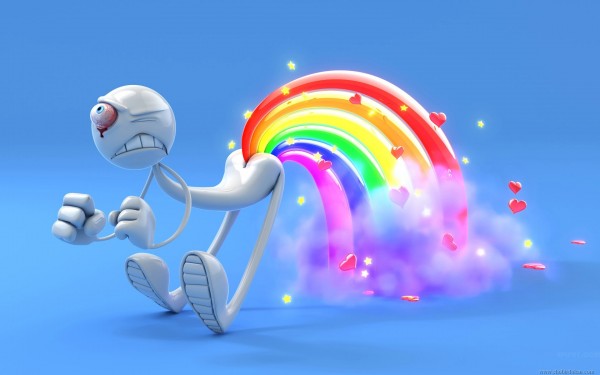 love and rainbow funny 3d wallpaper