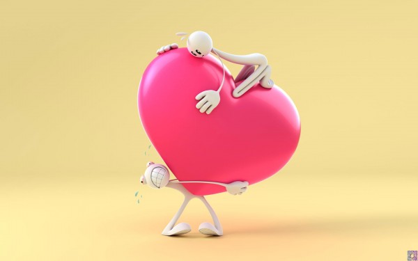 Funny 3d love wallpaper of romantic robot