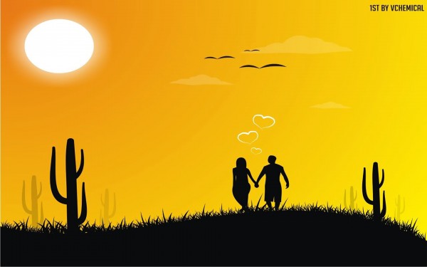 Silhouette Of Couple Holding Hands