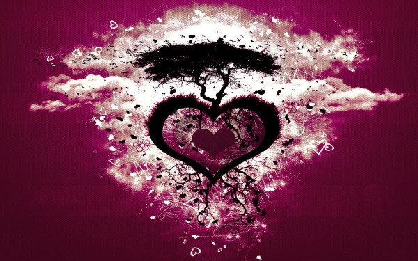 Love tree on heart-Free vector Photo