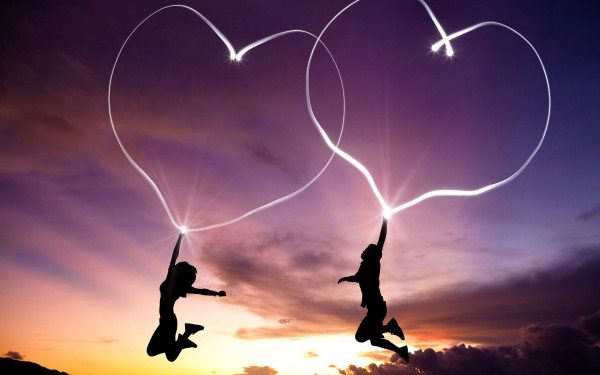 Love wallpapers with two jumping lovers
