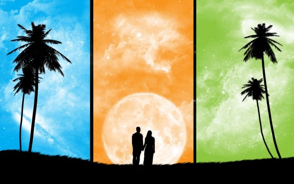 moment of love-cool Silhouette vector background